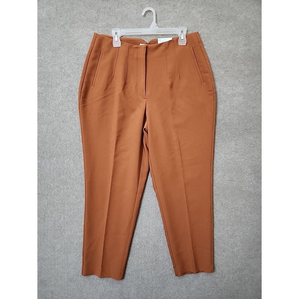 Nine West Curvy Tapered Ankle Dress Pants Womens 14 Brown Stretch Career NEW - Picture 2 of 10